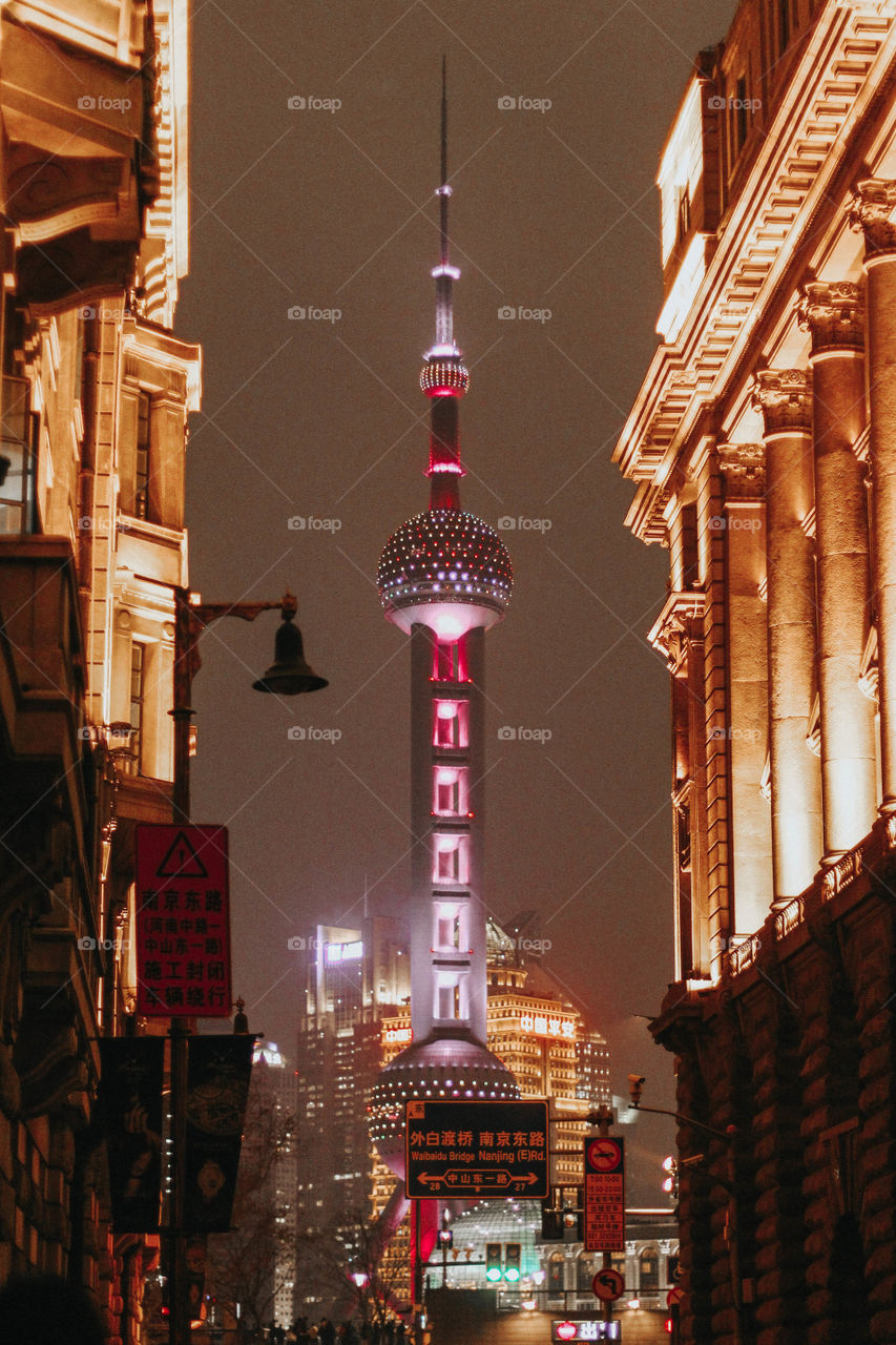 The Oriental Pearl TV Tower in Shanghai