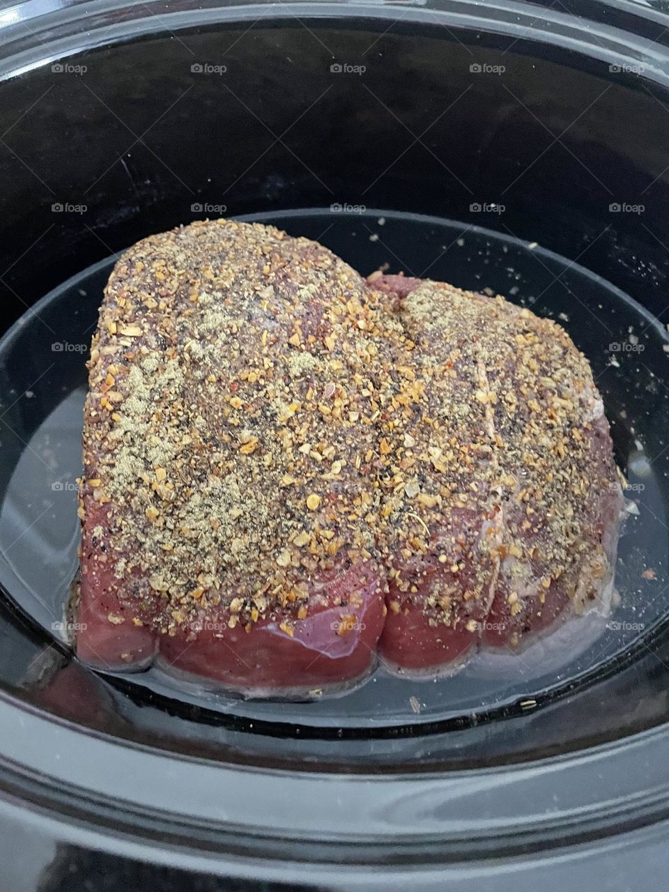 Deliciously spiced roast beef started in slow cooker