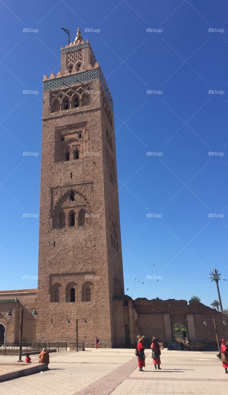 View of the largest mosque in Marrakech