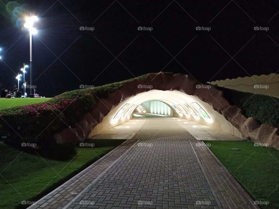 tunnel in night
