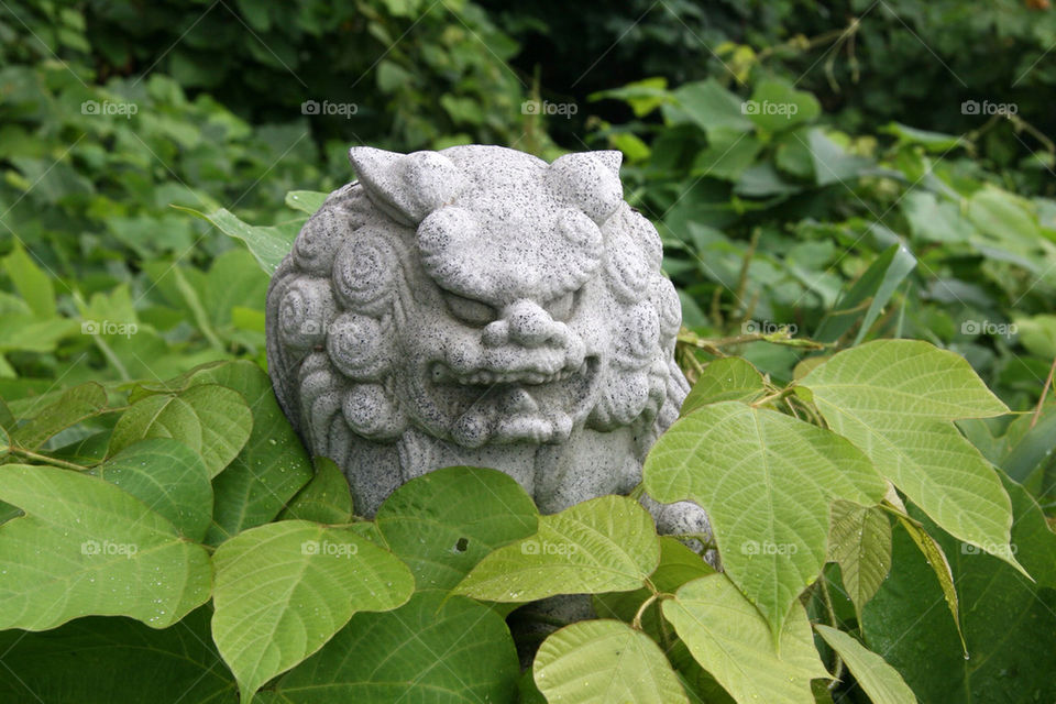 nature dog statue japanese by habitforming