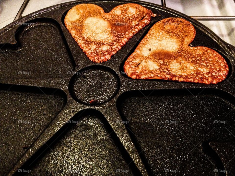 Close-up of heart shape pancake