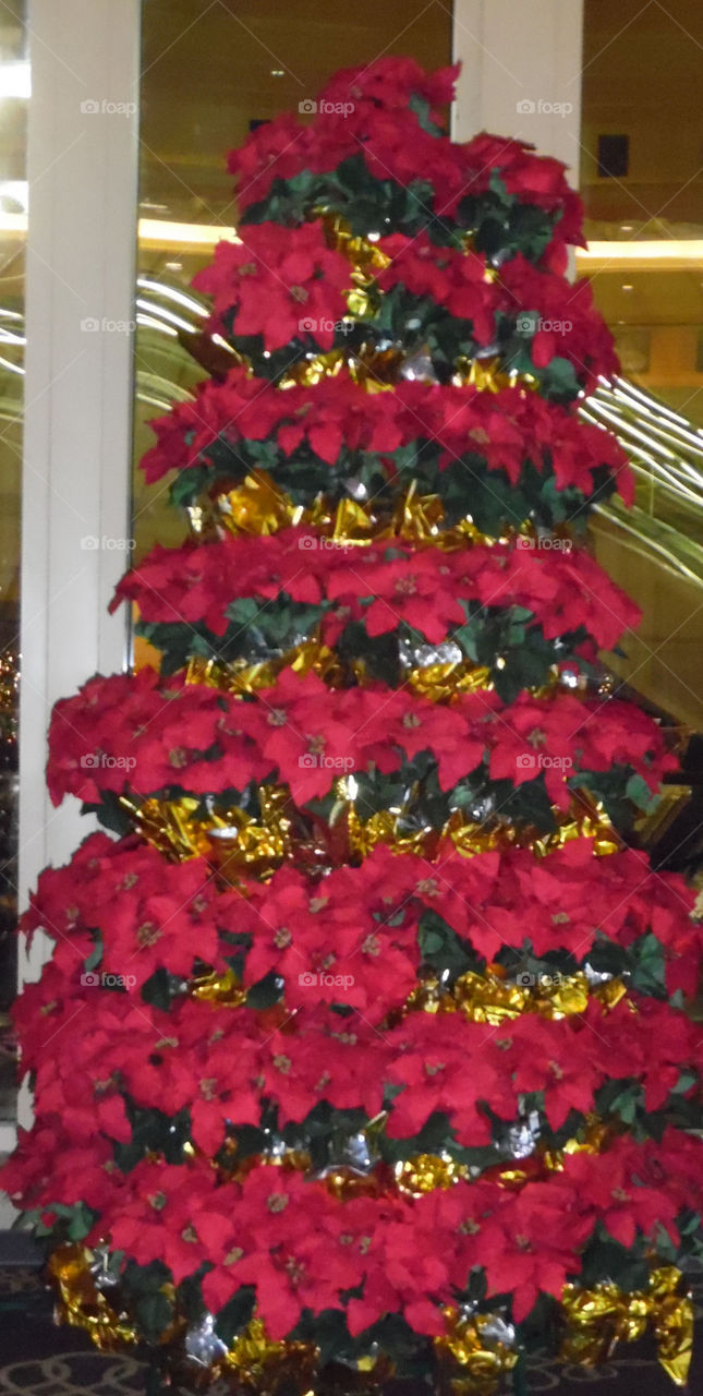 Red poinsettia Christmas tree