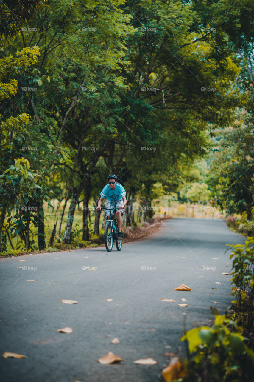Young cyclist enjoying his favorite hobby