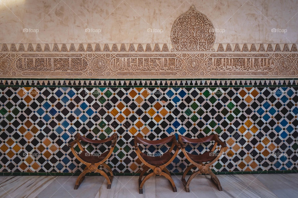 Stunning details at the Alhambra in Granada, Spain 