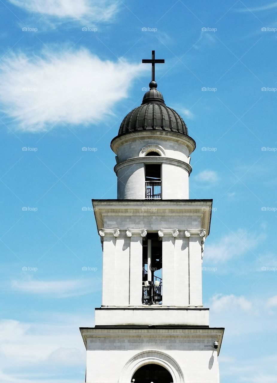 Bell tower in the historical center of the city, Chisinau, Moldova