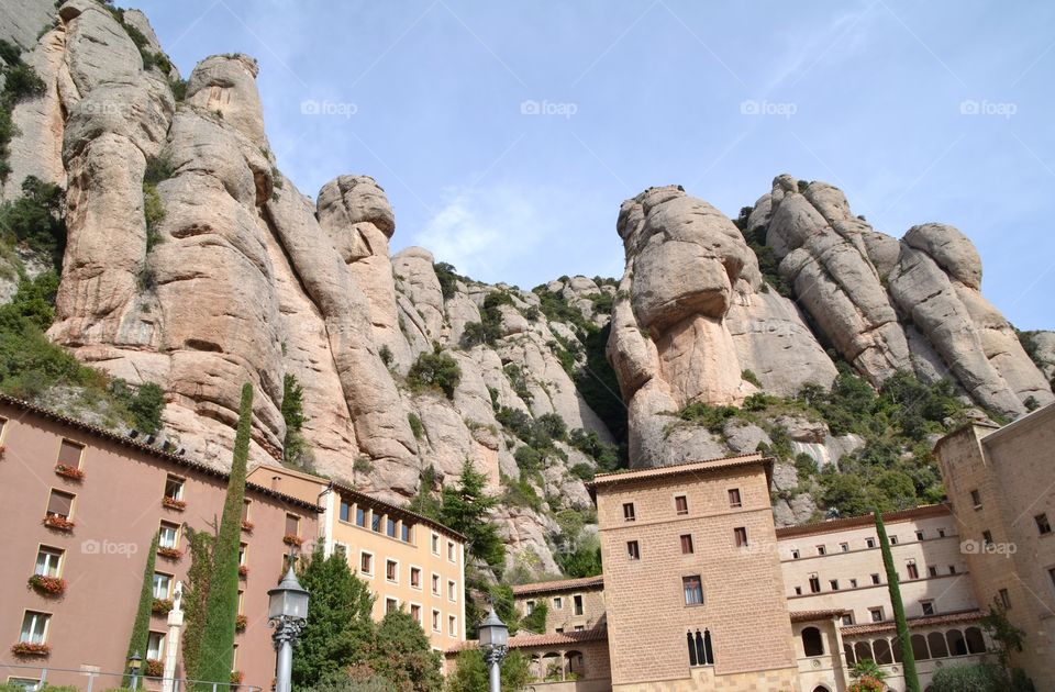 View of the Mountain and Monastery of Montserrat, Spain