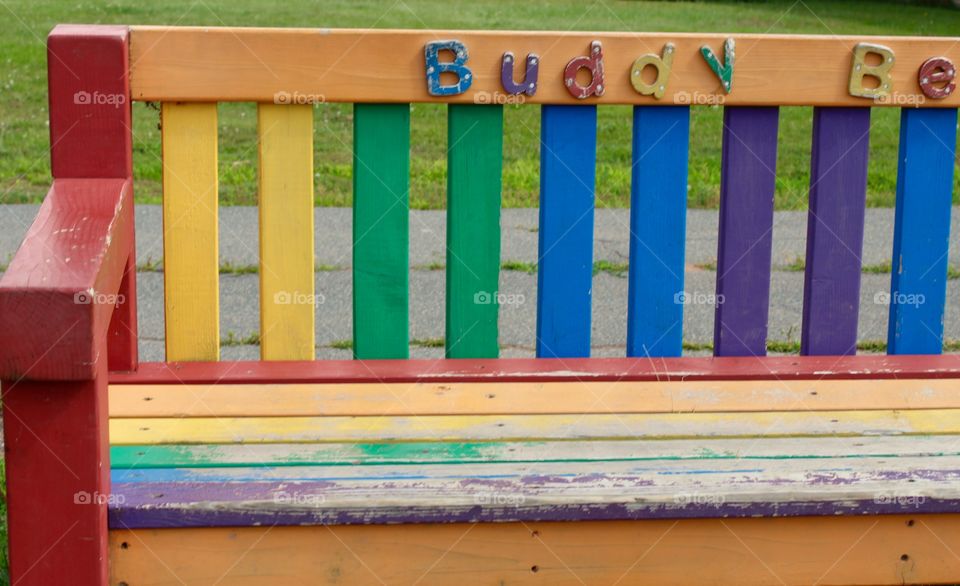 Colourful kids bench