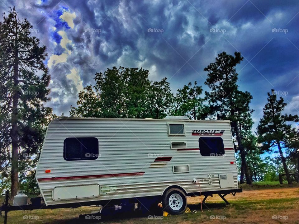 Grateful for my camper specially in a rainy day 🏕 in Woods Canyon Lake.