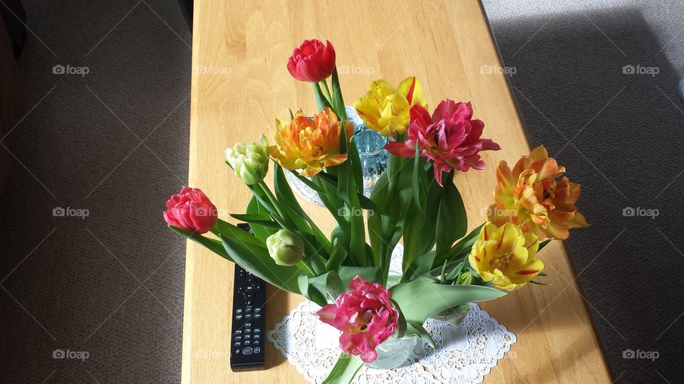 bunch of beautiful tulips