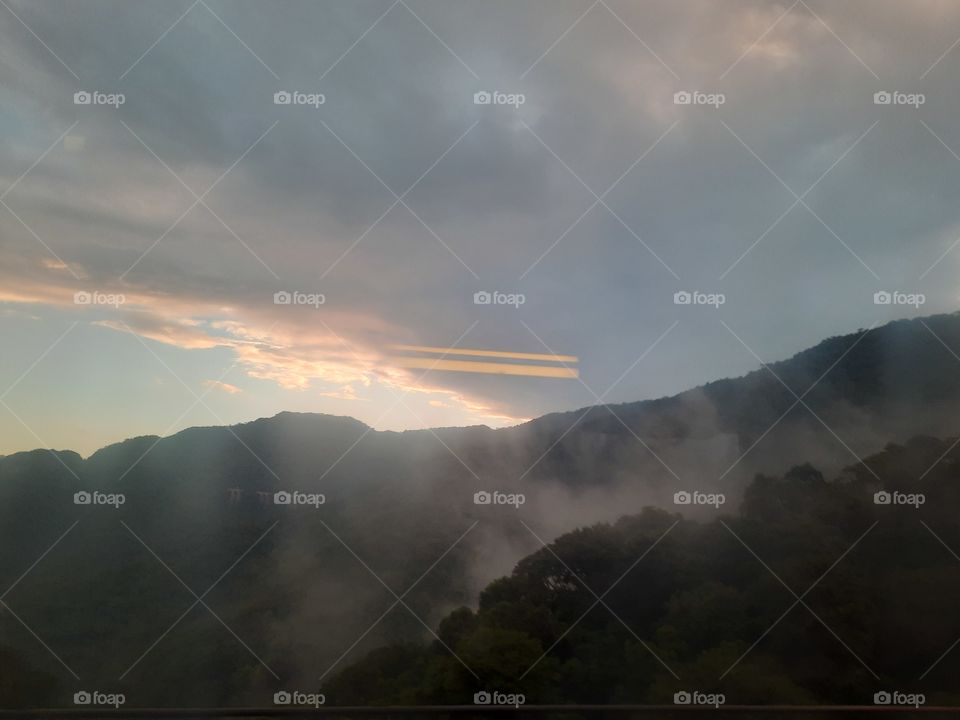 Forest and sky in the late afternoon in the mountains