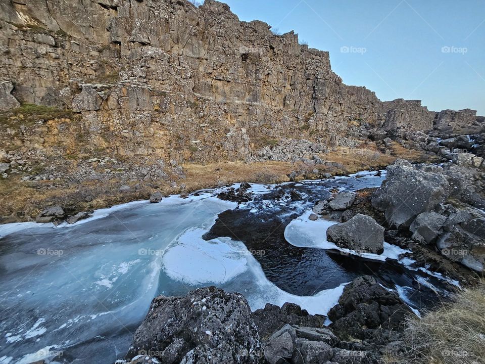 Frozen rivers in Iceland