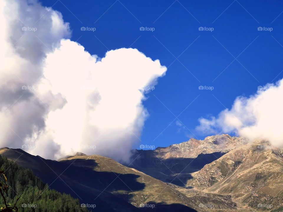 mountain peaks shaded