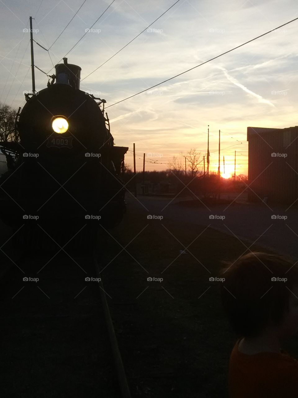 Train and sunset