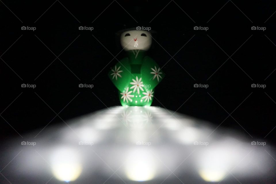 Beautiful Japanese doll made of wood.