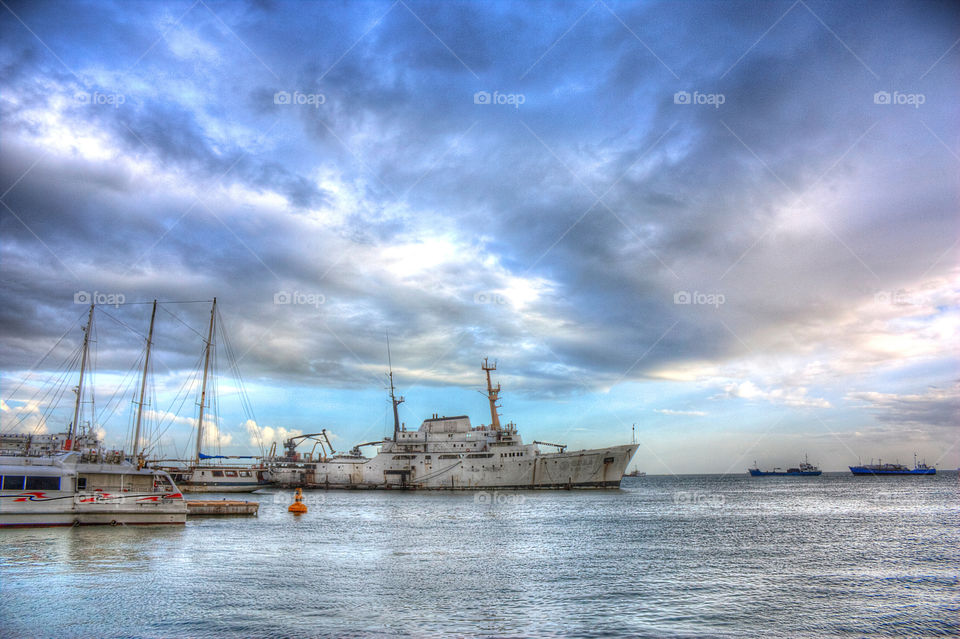 Boat at Port of Spain, T&T, hdr