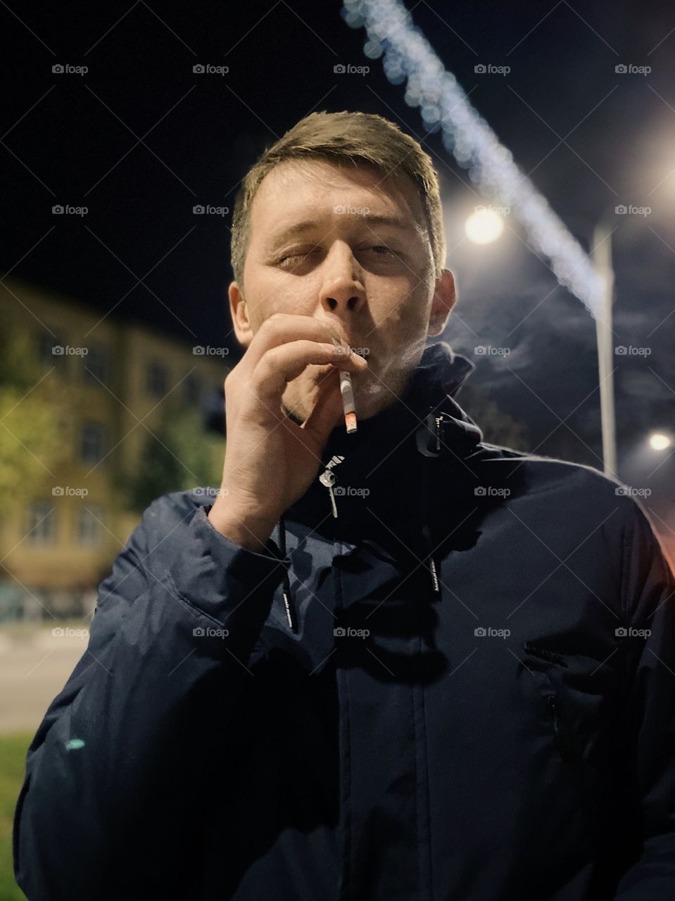 Man smoking in outdoors