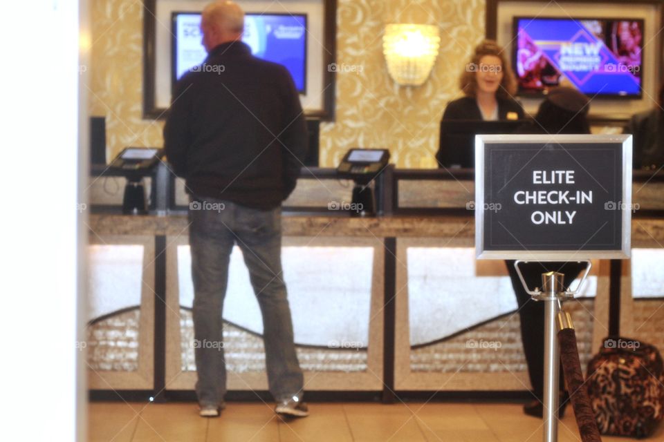 Luxury hotel ELITE check in only line for those special reoccurring customers to quickly get through the process!