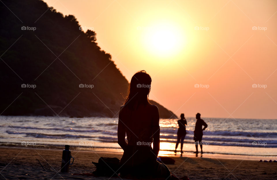 meditating meditation sunlight in the sunset seaside gokarna beach