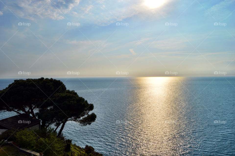 Scenic view of sea at cinque terre italy