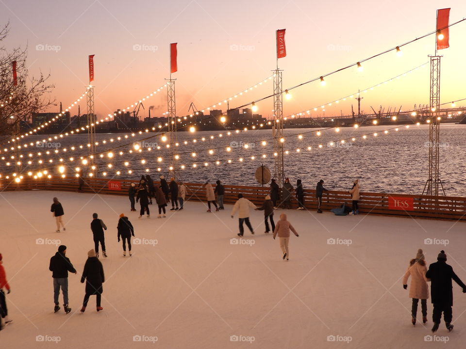 Ice rink and Baltic sea