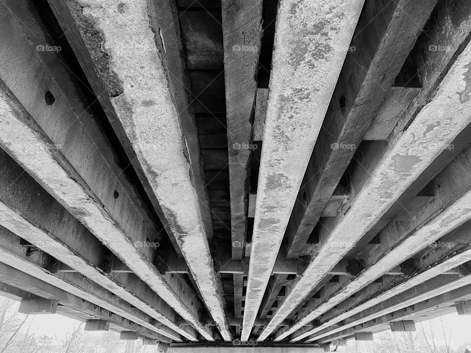 The underside of a covered bridge