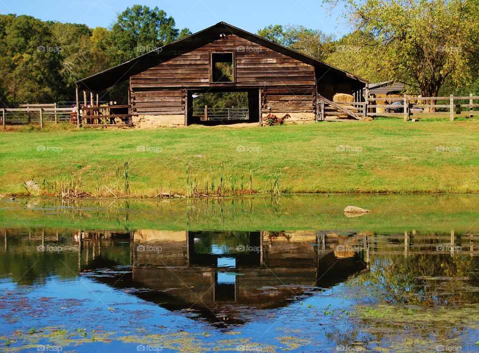 Barn on a lake