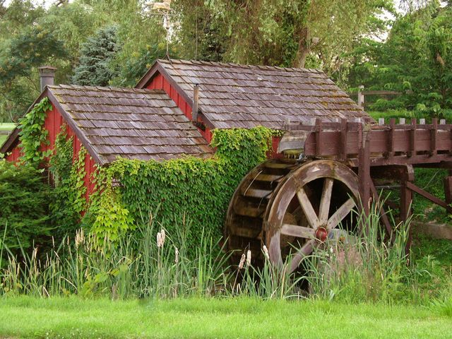 The Waterwheel. A picturesque waterwheel