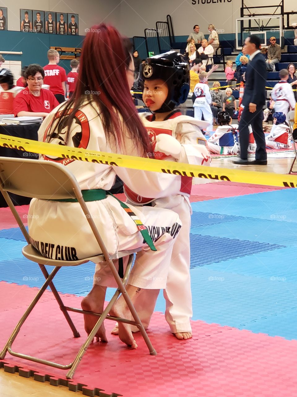 taekwondo sparring mom and daughter