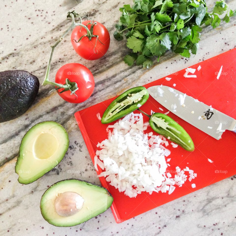Guacamole. Homemade guacamole in the making