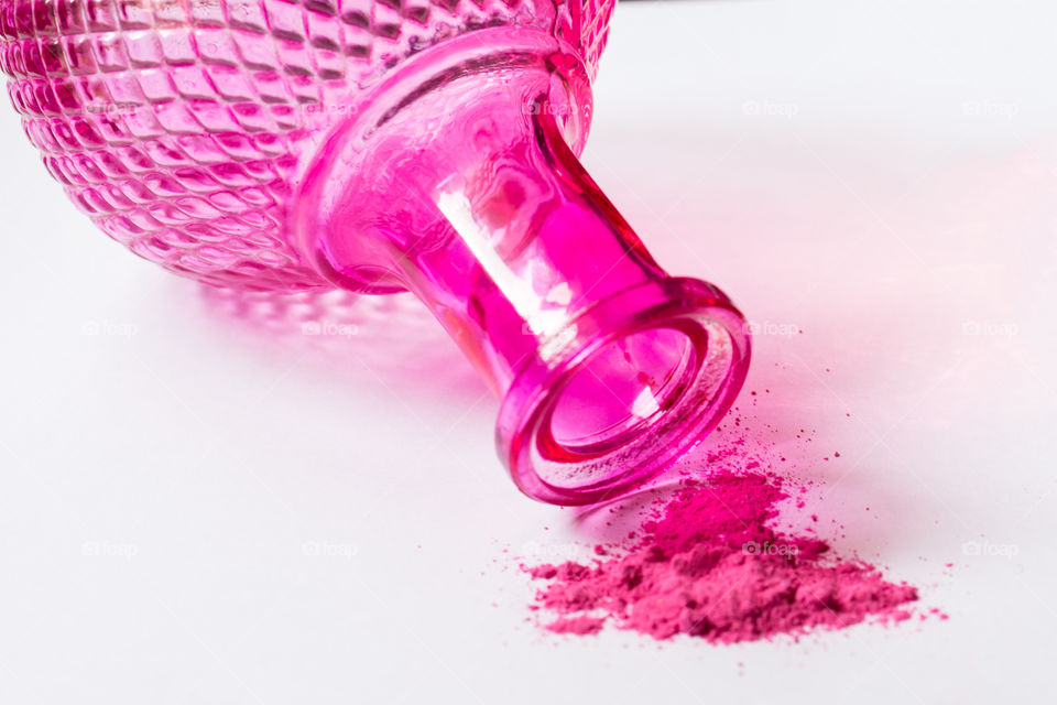 Close-up of pink face powder