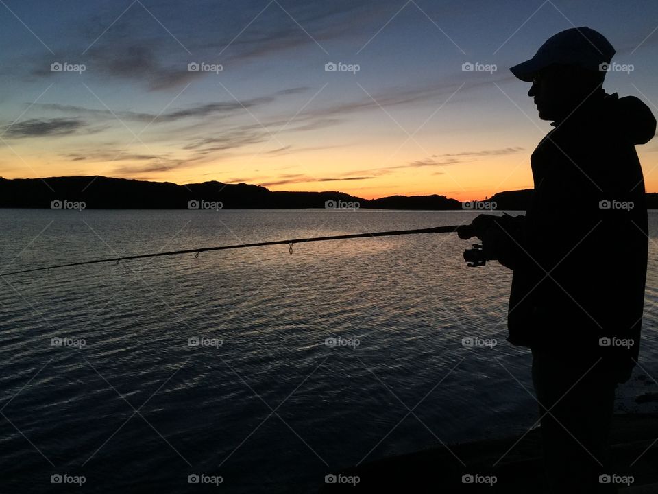 Summer night fishing. Mackerel fishing at summer night in Bohuslän, Sweden. 