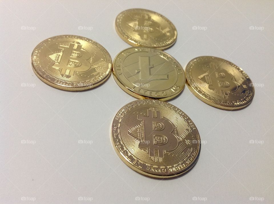 Blockchain technology Cryptocurrency, Bitcoin, Litecoin, LTC, BTC. Digital money exchange . 