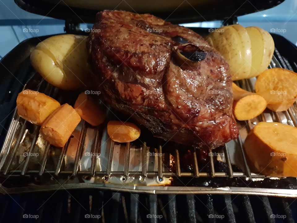 Roast lamb on baby q