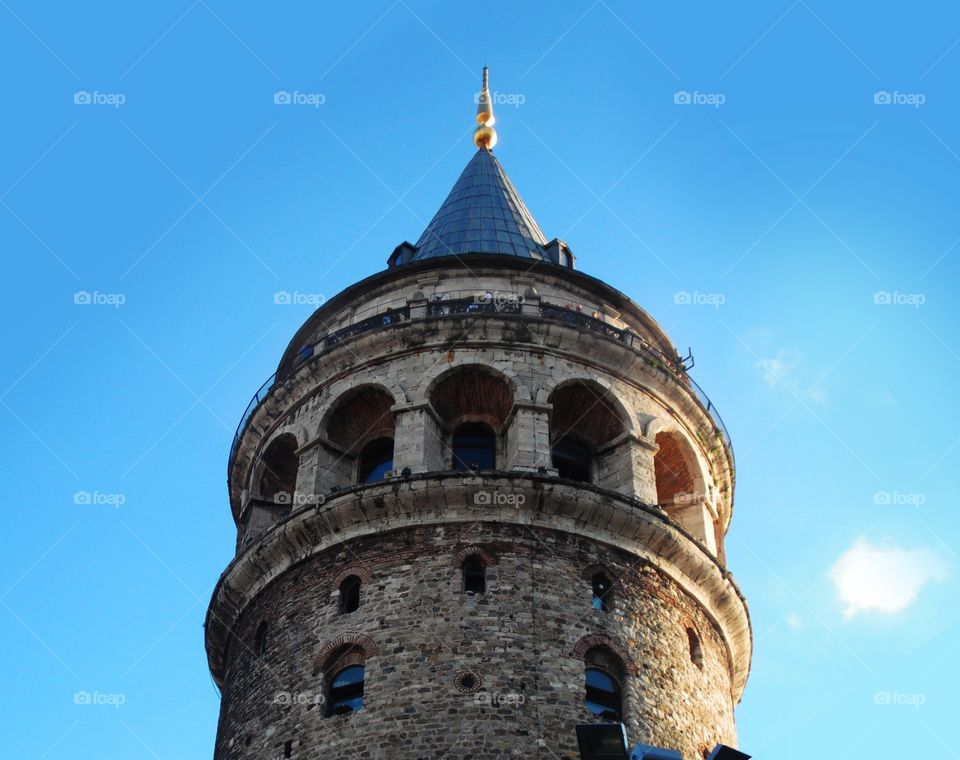 Galata Tower. A medieval stone tower in Istanbul, Turkey