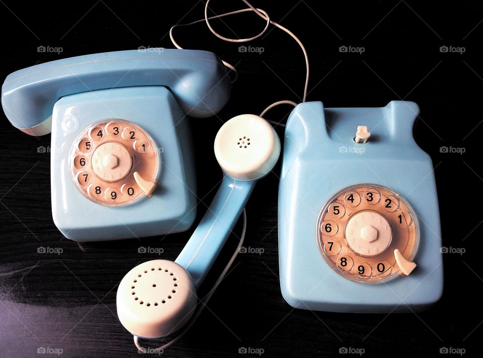 vintage baby blue toy phone