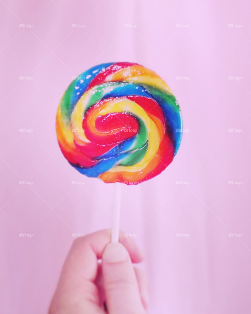 A rainbow lollypop