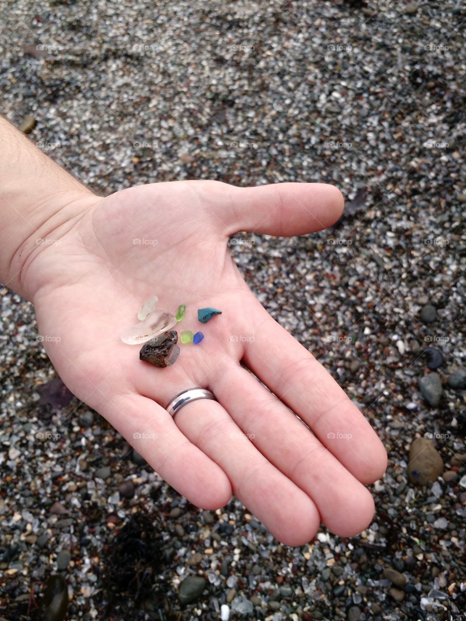 Sea glass and rock treasures. Glass Beach, Fort Bragg