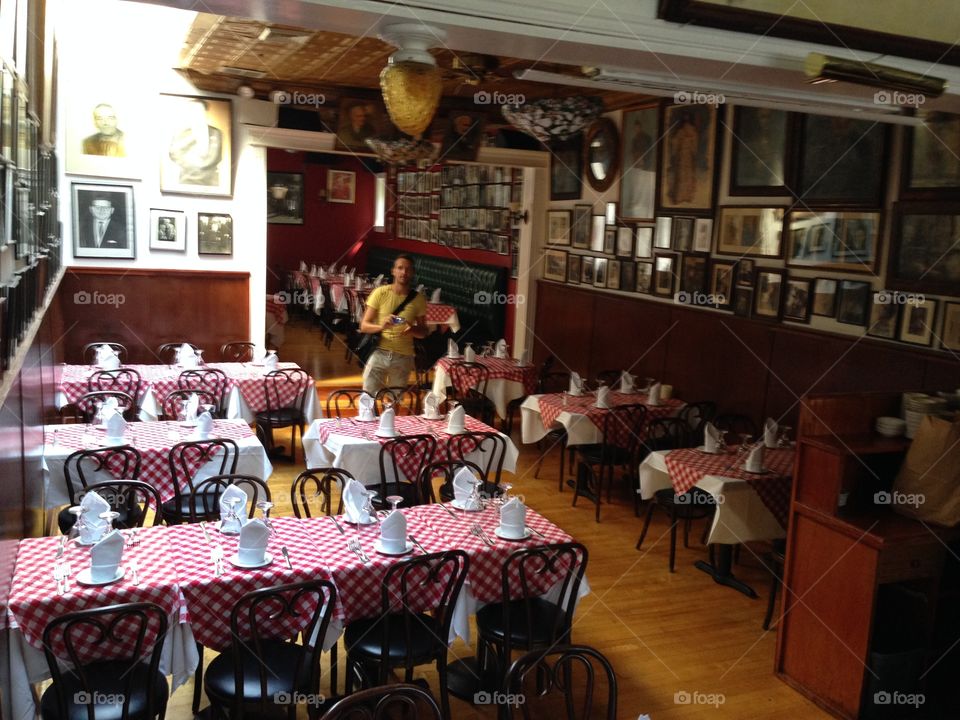 Inside at the famous restaurant of Rocky Balboa placed in Philadelphia 