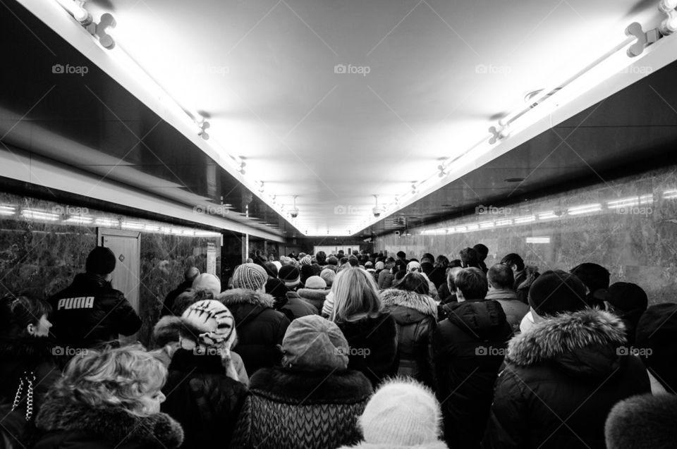 Crowd in subway