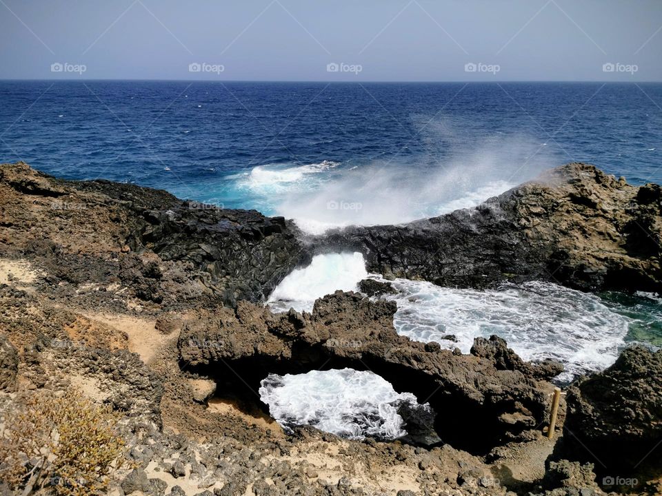 Landscape scenery of Lanzerote coast at Canary Islands