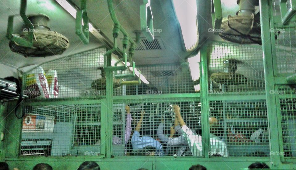 Mumbai Local Train First Class Compartment. India.
