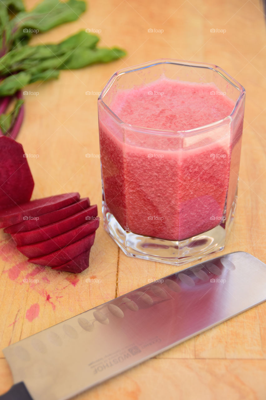 Healthy fruit smoothie of red beets