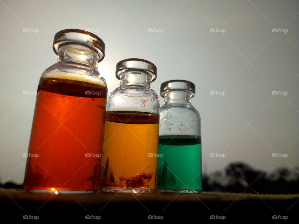 Glass bottles with colours