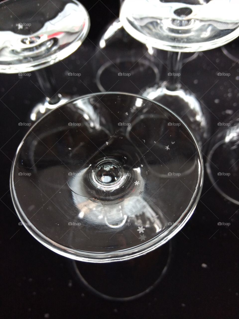 snowflakes on a wineglass