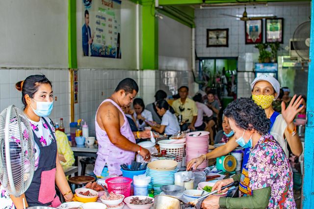 a Thai Street Restaurant with People in the Capital City Bangkok Thailand Southeast Asia