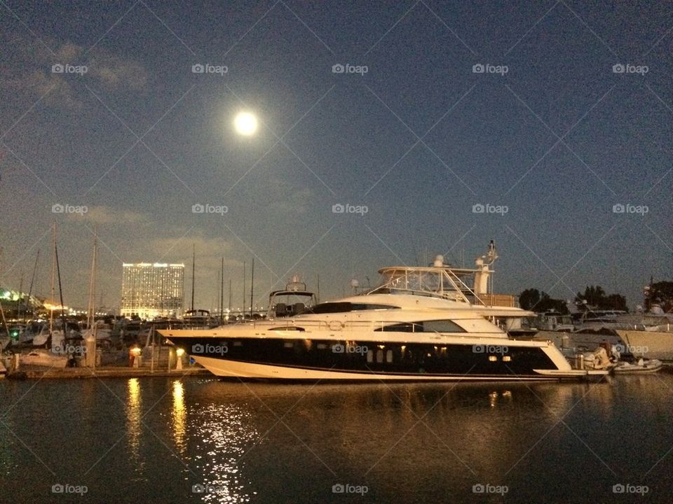 Yacht with moonlight