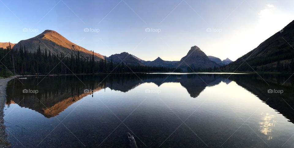 Scenic view of two medicine lake