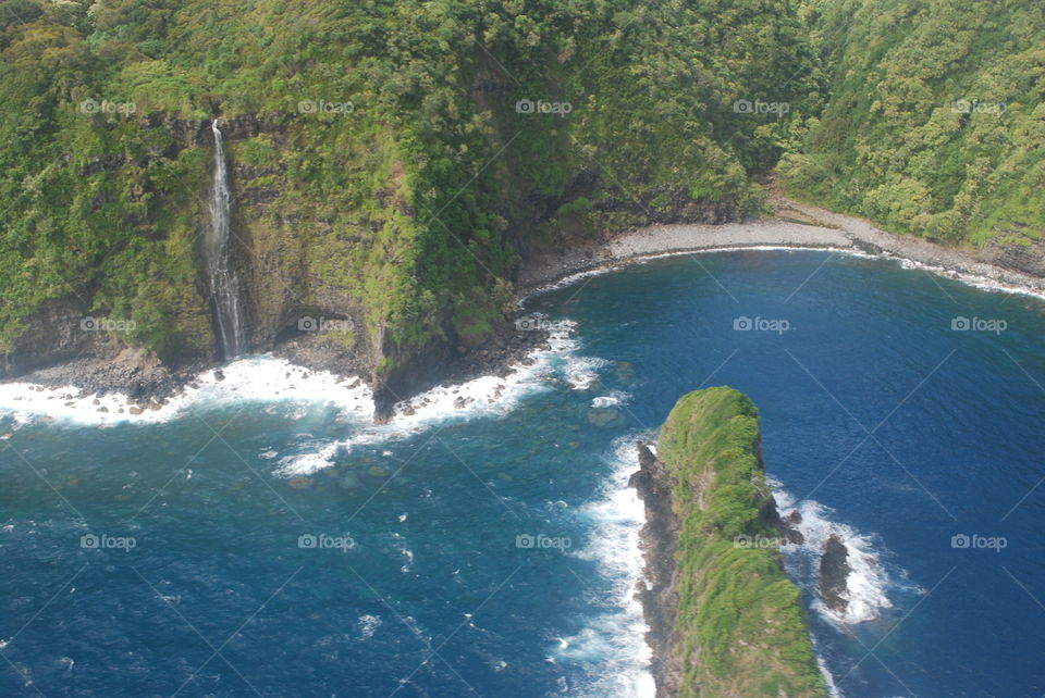 High angle view of a waterfall