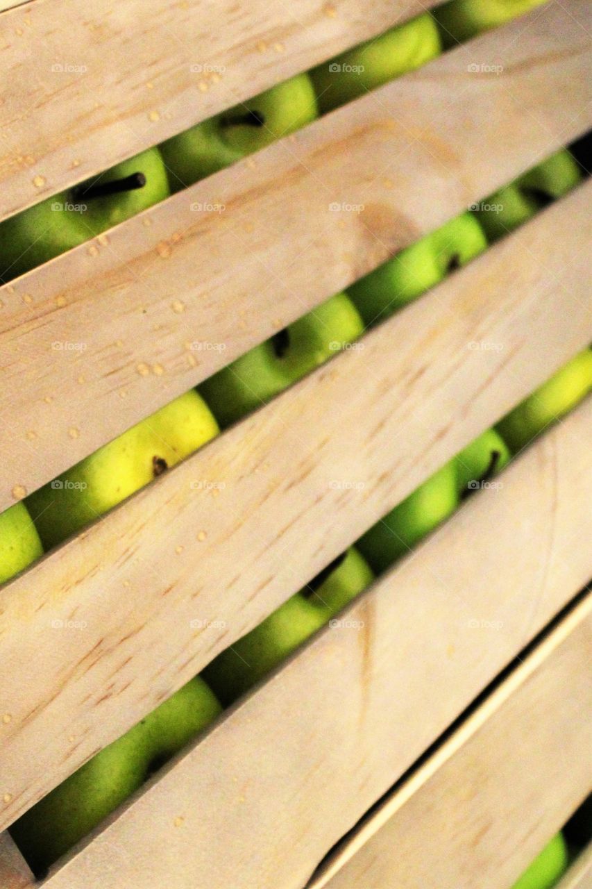 Crate of green apples 